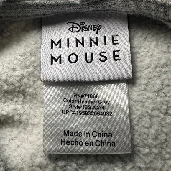 Disney Minnie Mouse Hoodie Women Size M PullOver Embroidered Flowers Floral Gray - Picture 10 of 14